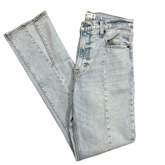 ABERCROMBIE Women’s The Skinny High Rise Jeans Size 28 Light Wash Vent Hem - Picture 2 of 16